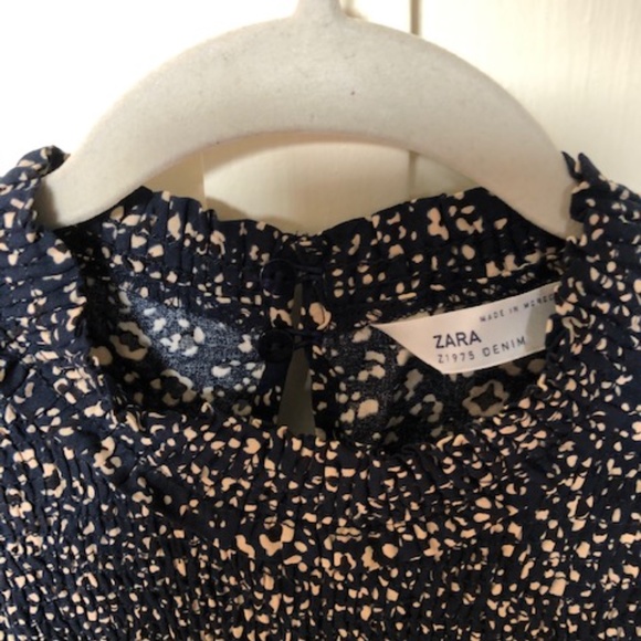 Zara animal print long sleeve dress high collared with elastic waist size Large - Picture 3 of 7